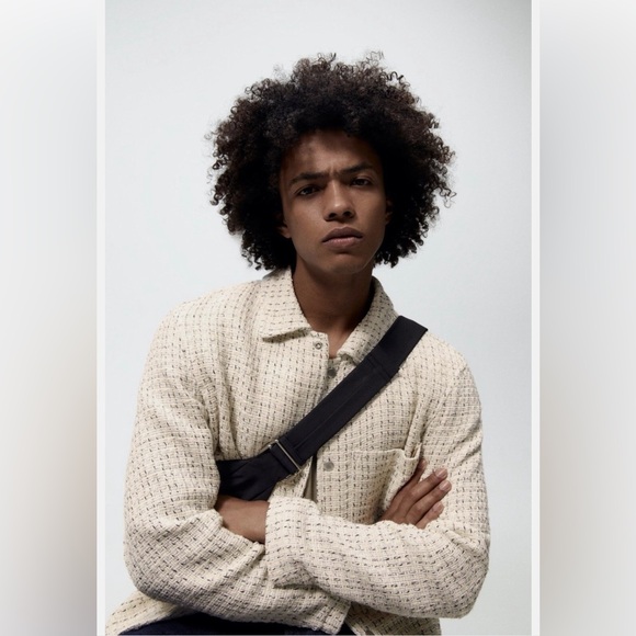 Zara Textured Cream Tweed Long Sleeve Overshirt/Jacket “Shacket” Size M - Picture 4 of 16